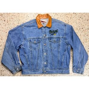 Pro Elite Vtg & Rare NFL Green Bay Packers Embroidered Denim Jacket Size Medium